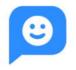 Blue customer feedback icon with a chat bubble