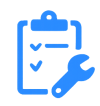 Blue equipment maintenance icon for tracking restaurant and café machines