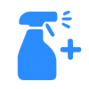 Blue hygiene and cleaning icon representing sanitation standards in restaurants and coffee shops