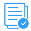 Blue vector icon of a digital file folder with a checkmark