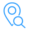 Blue vector icon of a mobile device with a location pin