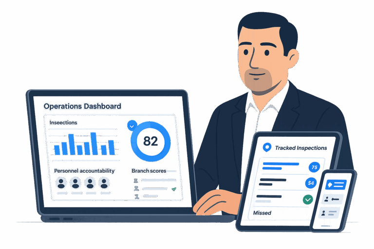 uAuditor dashboard showing real-time tracked operations across branches and personnel