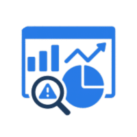 Analytics dashboard icon with bar chart, pie chart, and upward trend line