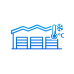 Warehouse temperature monitoring icon representing IoT environmental monitoring in large storage facilities