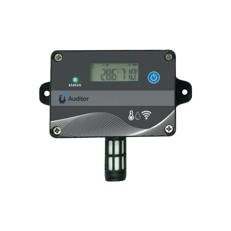 Wi-Fi temperature monitoring sensor connected to the uAuditor IoT platform for real-time temperature and humidity monitoring.