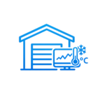 Warehouse temperature monitoring icon representing IoT environmental sensors